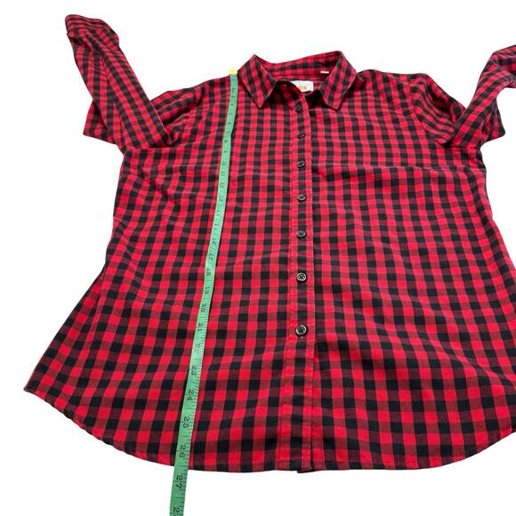 ORVIS Trout Bum Brushed Cotton Plaid Button Up Shirt Size Medium Women Red Black - Picture 9 of 10